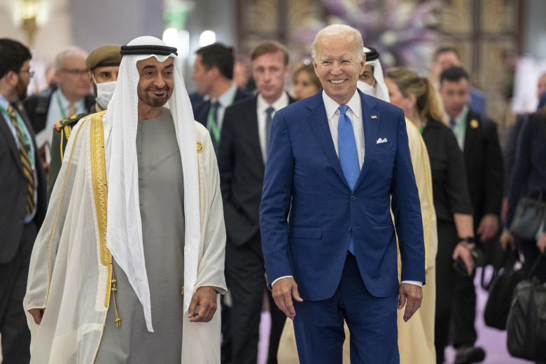 Президент Джо Байден и президент Мухаммед бен Заид Аль Нахайян, 16 июля 2022 года