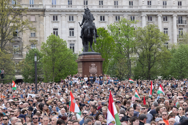 Будапешт, 7 апреля 2024 года. Антиправительственный митинг в центре города