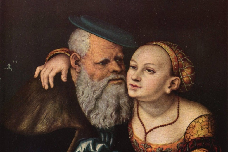 Фрагмент картины "Влюбленный старик". Лукас Кранах Старший, 1537