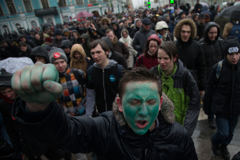 Участники митинга в Санкт-Петербурге. Фото: Igor Russak / NurPhoto / ZUMA Press