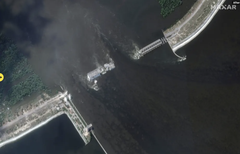 Каховская ГЭС после разрушения