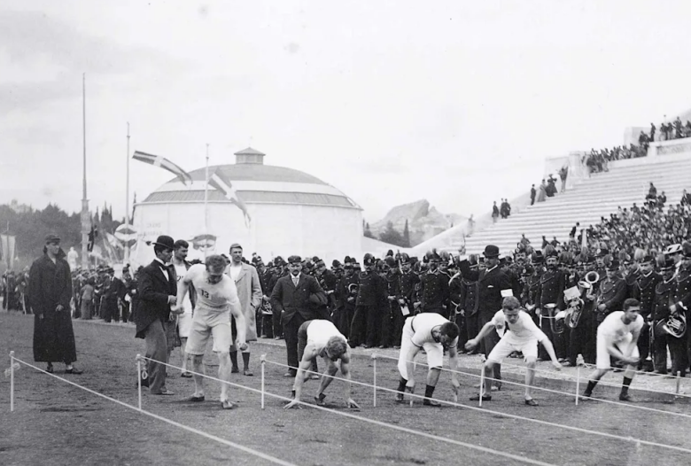 Олимпийские игры 1896 года в Афинах. Старт забега на 100 м