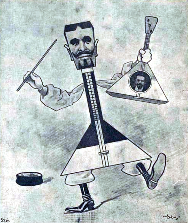 Карикатура на В.В. Андреева в журнале «Стрекоза», 1903 год