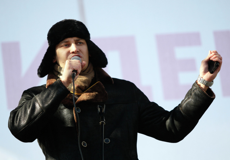 Дмитрий Гудков во время митинга. Фото: Валерий Мельников / РИА Новости