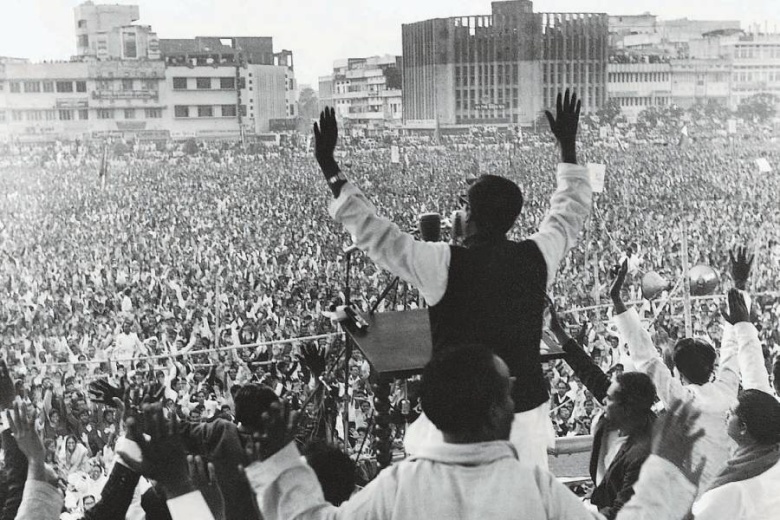 Муджибур Рахман в Дакке, 1970 год. Фото: Dawn/White Star Archives