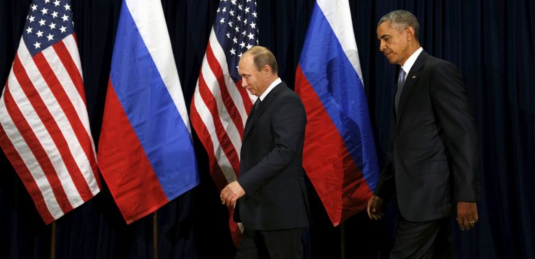 Президент России Владимир Путин и президент США Барак Обама во время встречи после 70-й сессии Генеральной Ассамблеи ООН.