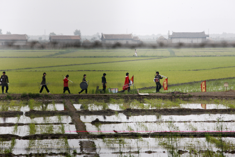 Музыканты собираются играть перед уборкой урожая. Синыйчжу, Северная Корея. Фото: VCG / Getty Images