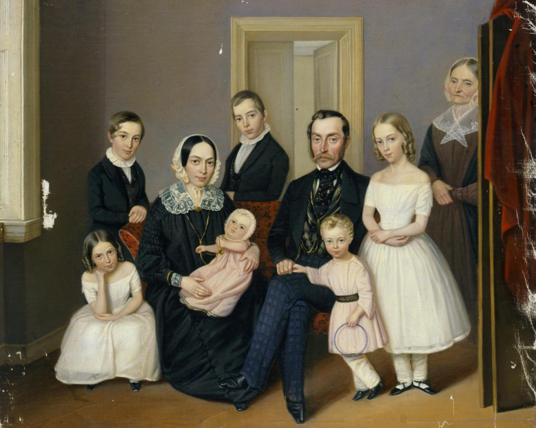 Семейный портрет. Неизвестный русский художник, 1840-е гг.