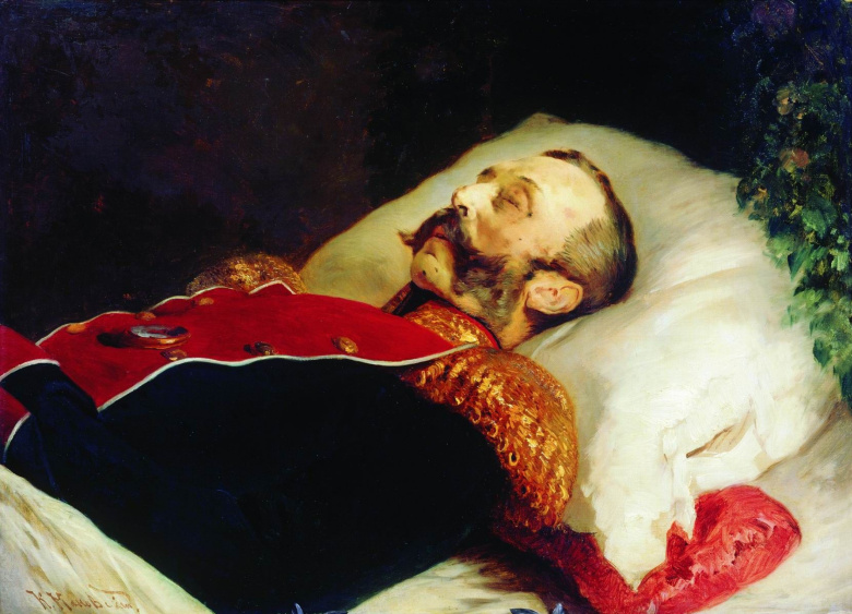 «Портрет Александра II на смертном одре», портрет кисти Константина Маковского, 1881 год