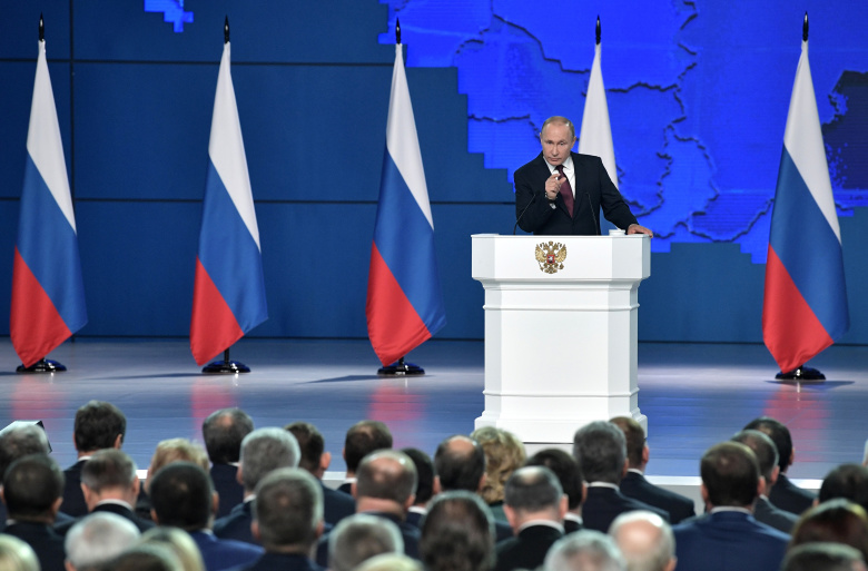 Послание Владимира Путина Федеральному собранию, 2019 год. Фото: Alexei Nikolsky / Sputnik / Kremlin / Reuters