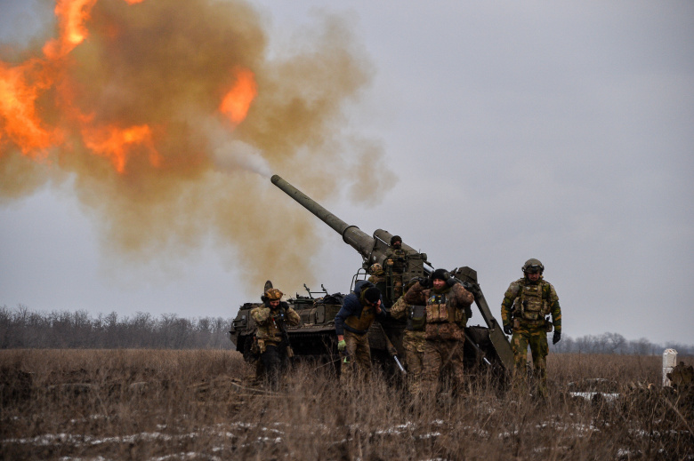 Стрельба украинской артиллерии под Бахмутом