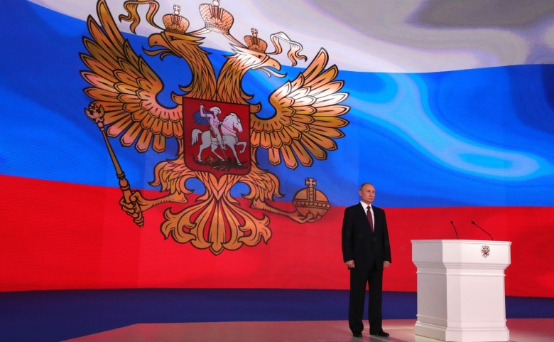 Владимир Путин во время послания к Федеральному собранию. Фото: kremlin.ru