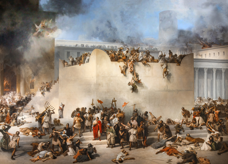 Разрушение Иерусалимского храма римскими войсками в 70 году н. э. Картина Франческо Айеса (Италия, 1875)