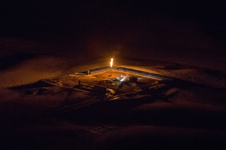 Добыча нефти в Северной Дакоте, США.