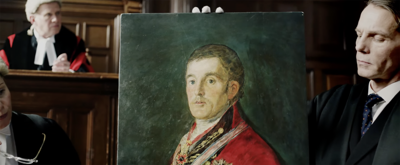 Портрет герцога Веллингтона, представленный в качестве улики на суде против Кемптона Бантона. Кадр из фильма "Герцог" (2020)