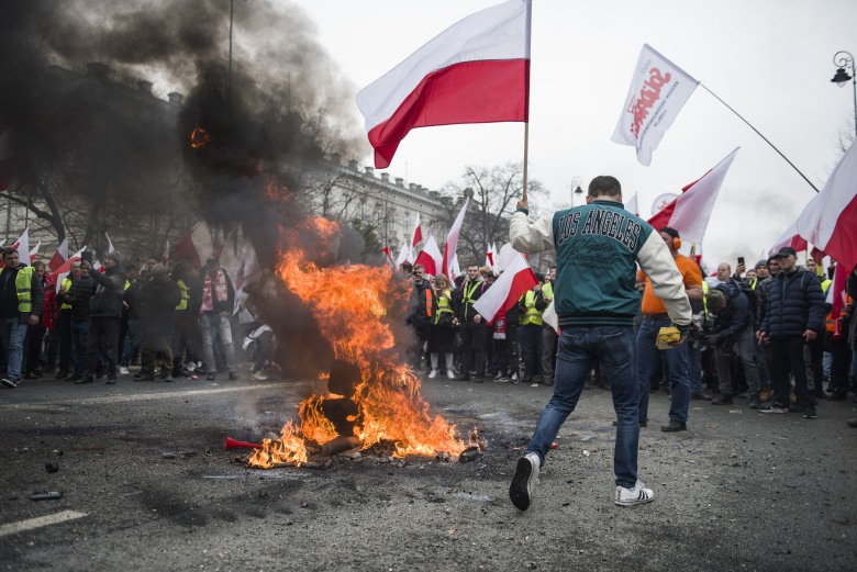 Манифестация протеста польских фермеров. Варшава, 6 марта 2024 года