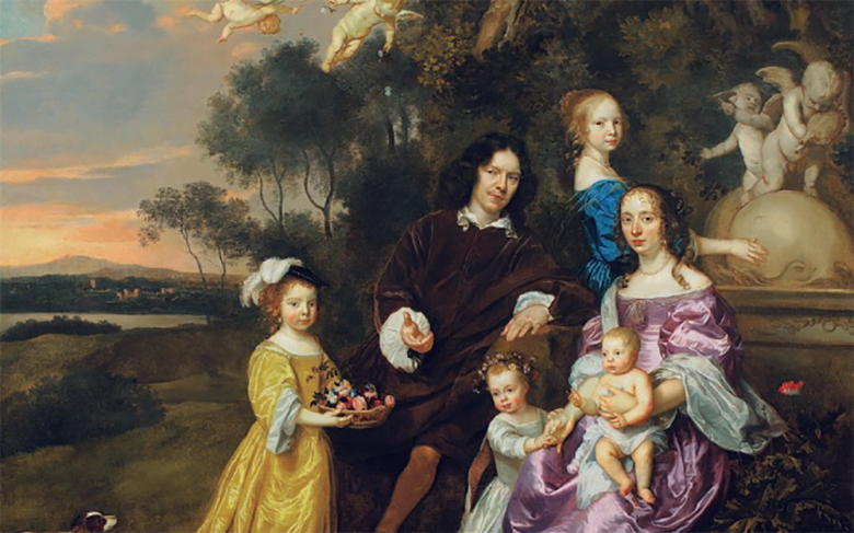 Ян Мейтенс. Семейный портрет в пасторальном пейзаже (1663)