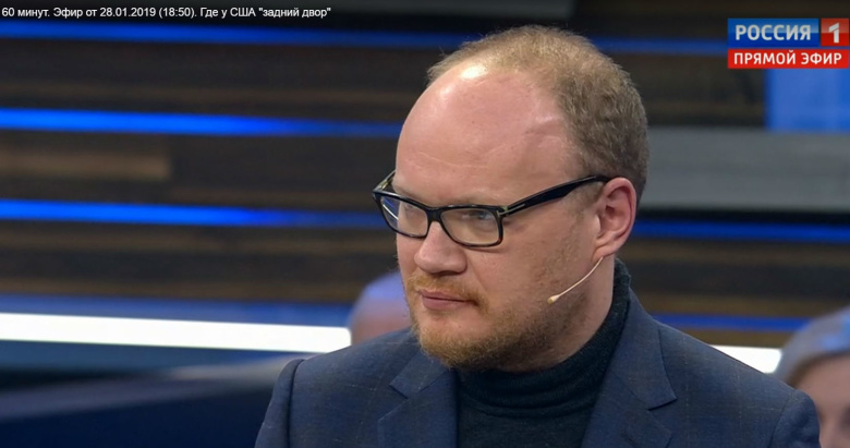 Журналист Олег Кашин на телеканале "Россия-1". Фото: russia.tv