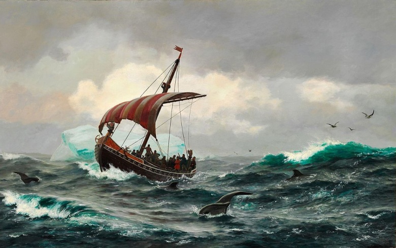 «Лето у побережья Гренландии примерно в 1000 году». Картина Карла Расмуссена (1874).