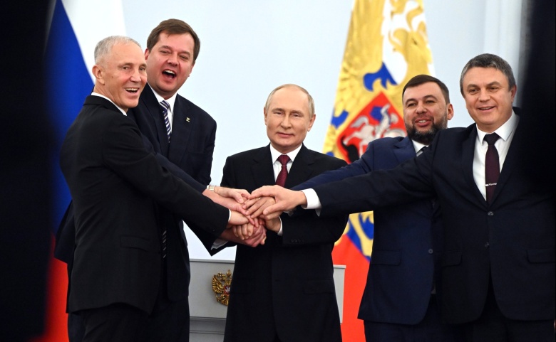 На церемонии подписания договоров о принятии ДНР, ЛНР, Запорожской и Херсонской областей в состав России