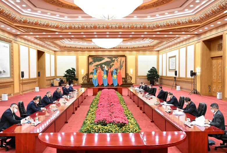 Китайско-казахстанские переговоры с участием председателя КНР Си Цзиньпина и президента РК Касым-Жомарта Токаева, Пекин, 05.02.2022. Фото: © Li Xiang/Xinhua/ Global Look Press