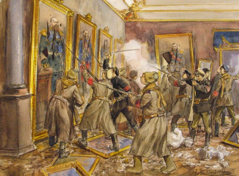 Иван Владимиров. Погром в Зимнем дворце после его захвата большевиками. 1917
