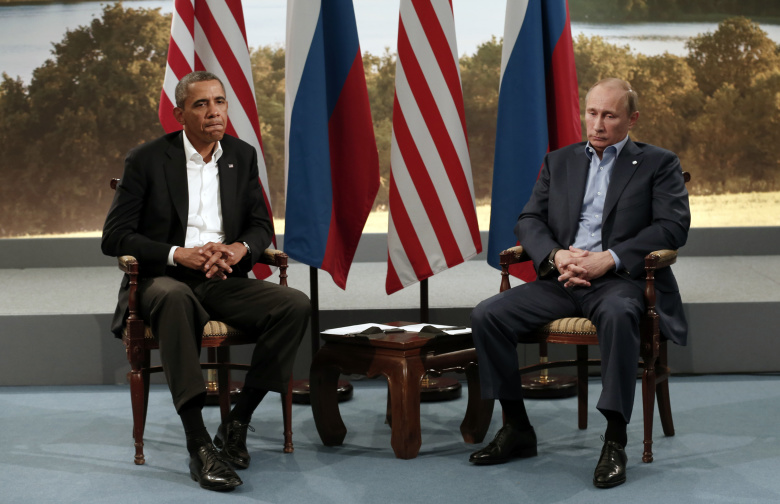 Барак Обама и Владимир Путин на саммите G8 в Северной Ирландии, 2013 год