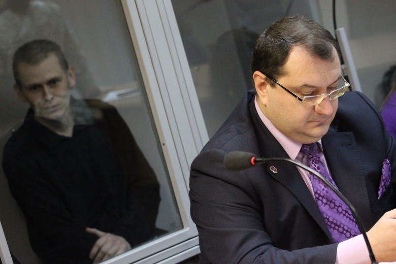 Юрий Грабовский и его подзащитный Александр Александров в Голосеевском суде.