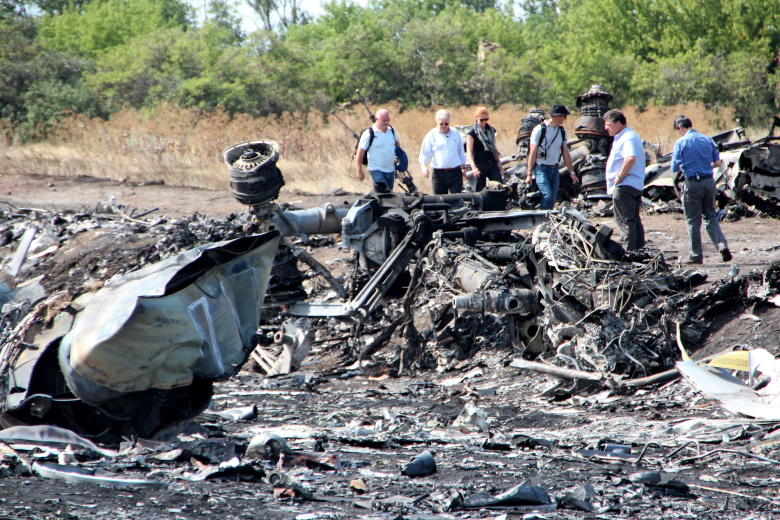 Место крушения Boeing 777 в Донецкой области.