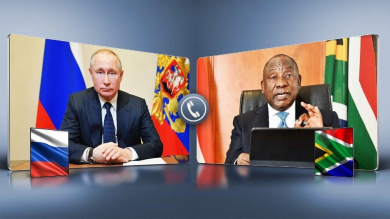 Президенты ЮАР и России Сирил Рамафоса и Владимир Путин