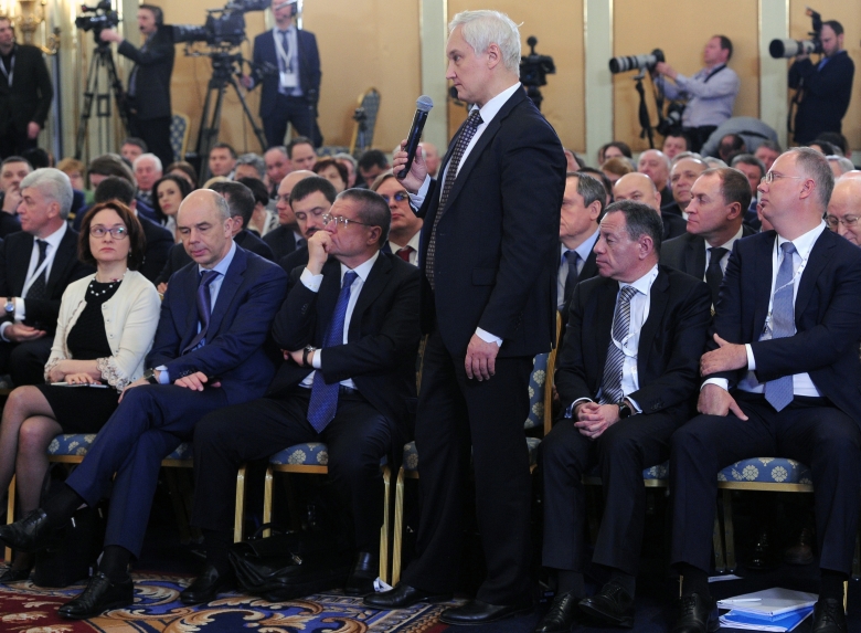 Помощник президента РФ Андрей Белоусов на пленарном заседании съезда РСПП