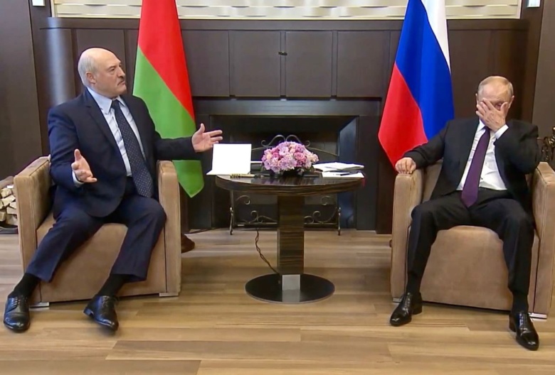 Скриншот RT встречи Александра Лукашенко и Владимира Путина.