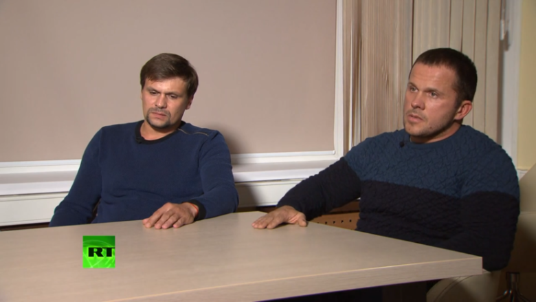 Александр Петров и Руслан Боширов, подозреваемые в причастности к делу об отравлении в Солсбери. Фото: скриншот RT