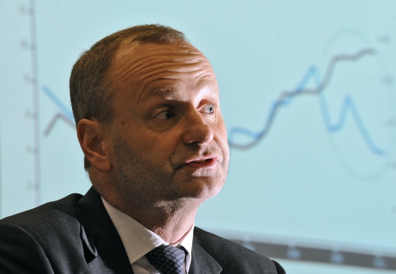 Стин Якобсен на презентации экономического прогноза Saxo Bank.