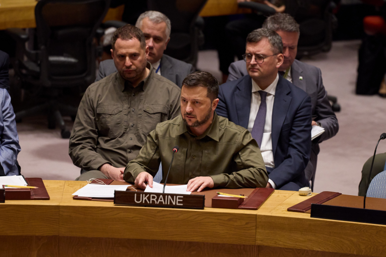 Президент Украины Владимир Зеленский на заседании Совета Безопасности ООН, 20 сентября 2023 года