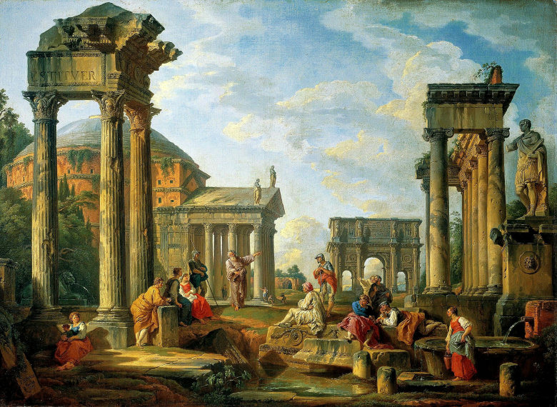 Джованни Паоло Паннини. Каприччо с античными развалинами Рима