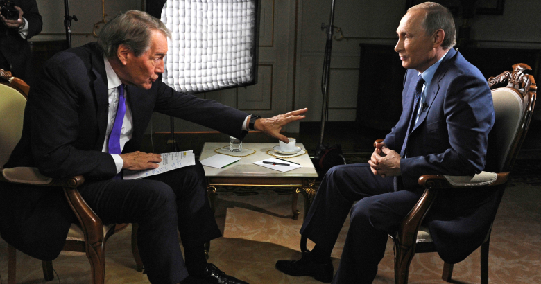 Президент РФ Владимир Путин во время интервью американскому журналисту Чарли Роузу для телеканалов CBS и PBS.
