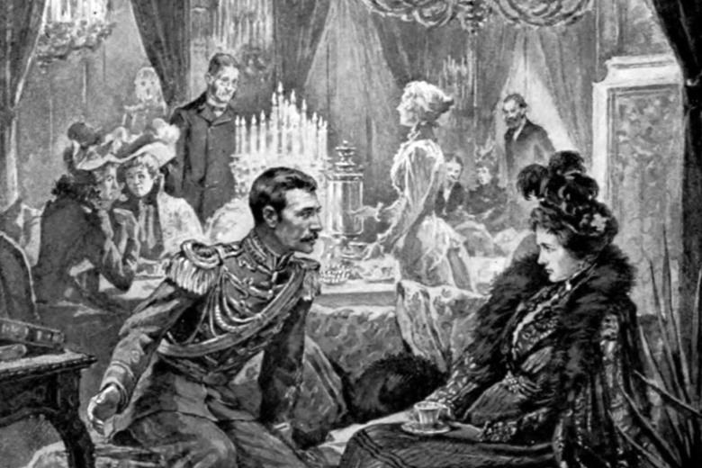 Сцена свидания Анны Карениной и Вронского в свете. Рисунок Элмера Бойда Смита, 1886