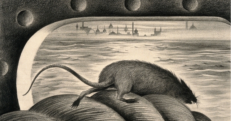 Крыса, бегущая с корабля. Литография Альберта Ллойда Тартера, 1940-е годы