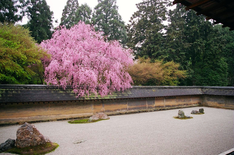Сад камней Рёандзи в Киото существует с 1450 года. Считается, что с какой бы точки ни рассматривал посетитель сада композицию из 15 камней, пятнадцатый камень всегда оказывается вне поля его зрения. Полностью наблюдать все камни можно, только воспарив в воздухе