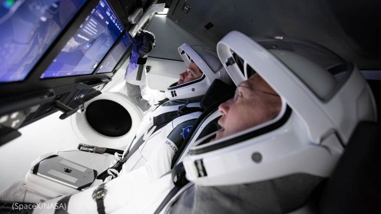 Астронавты Даг Херли и Боб Бенкен готовятся к запуску. Фото: NASA