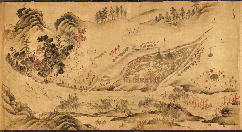 Китайская карта конца XVII века, показывающая реку Амур и русский пограничный форт