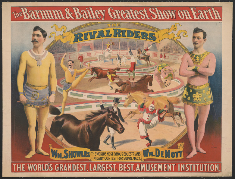 Величайшее шоу на Земле: плакат цирка "Барнум и Бейли", начало XX века. "Чтение мыслей на расстоянии" и другие психологические фокусы были в числе самых популярных цирковых номеров