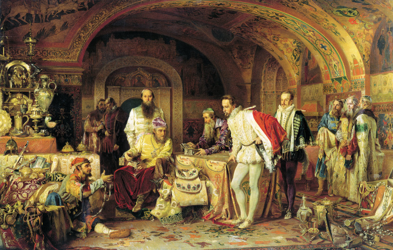 Иван Грозный показывает сокровища английскому послу Горсею. Картина Александра Литовченко, 1875.