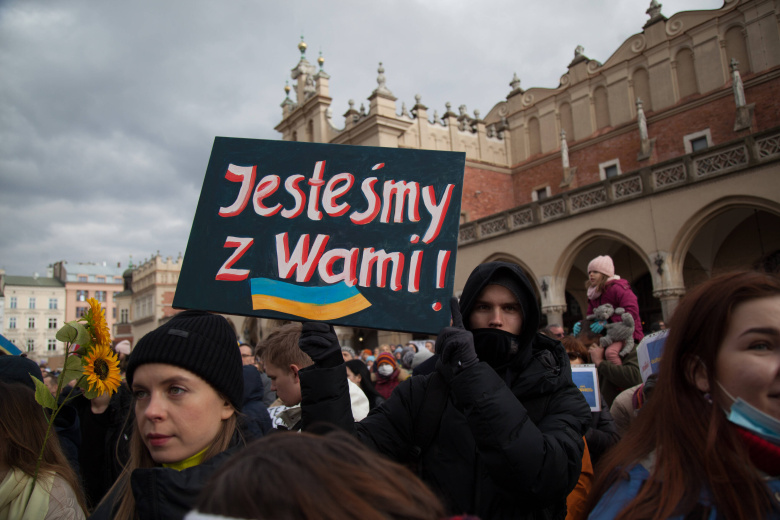 Акция в поддержку Украины в польском Кракове