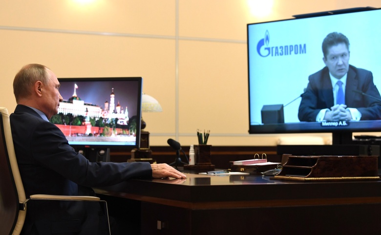 Видеоконференция Владимира Путин и главы компании «Газпром» Алексея Миллера