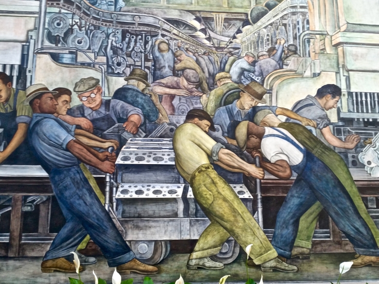 Мегамашина: завод Ford в Дирборне. Фреска Диего Риверы в Институте искусств Детройта, 1932-33.