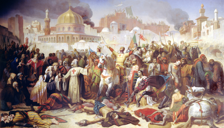 Завоевание Иерусалима крестоносцами, 15 июля 1099. Художник — Эмиль Синьоль, 1847 год. Фото: Wikipedia