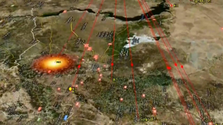 Карта запуска крылатых ракет "Калибр" с кораблей Каспийской флотилии ВМФ России по объектам "Исламского государства" (ИГ) в Сирии.