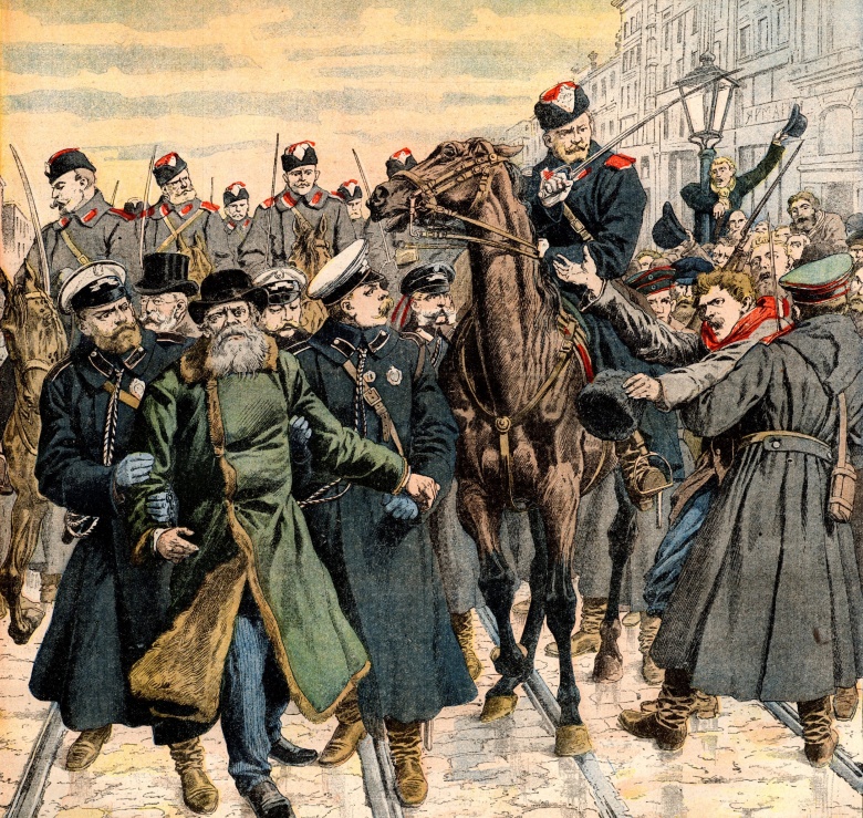 Рисунок с обложки Le Petit Journal о событиях 1905 года в Петербурге